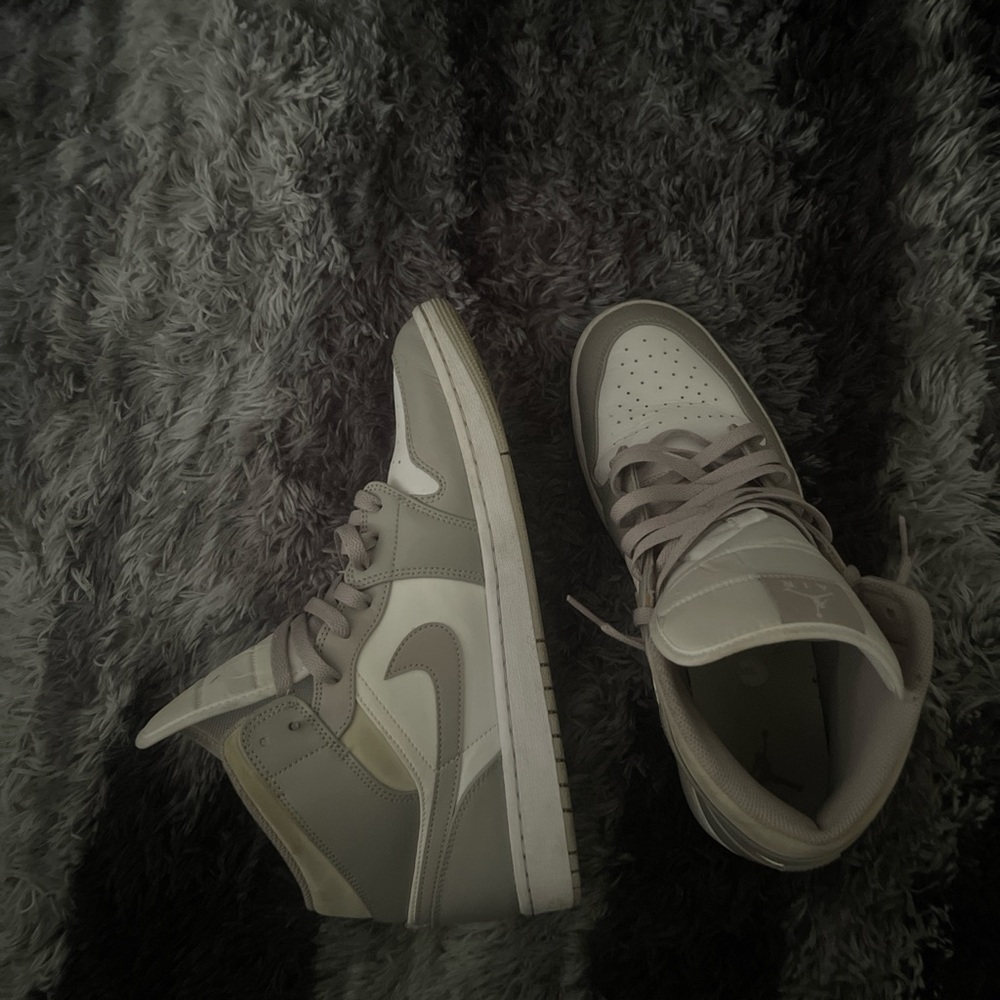 Jordan Gray and White High-Top Sneakers